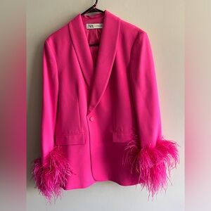 Zara Pink Feather Blazer